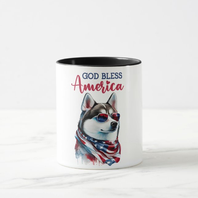 Patriotisk hund-Husky Mugg (Center)