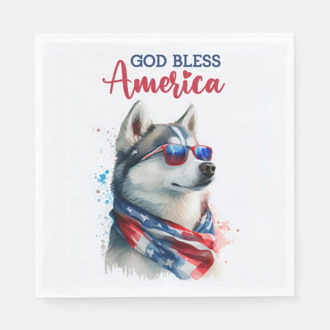 Patriotisk hund-Husky Pappersservett (Framsidan)