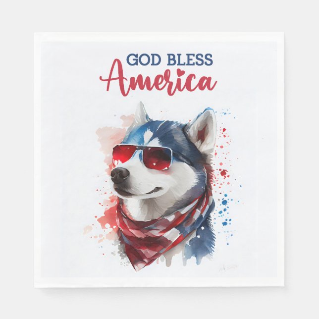 Patriotisk hund-Husky Pappersservett (Framsidan)