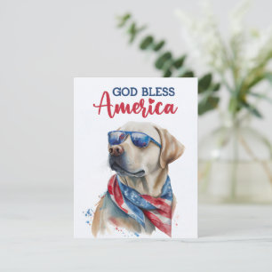 Patriotisk hund-labrador retriever 4 juli-kort julkort