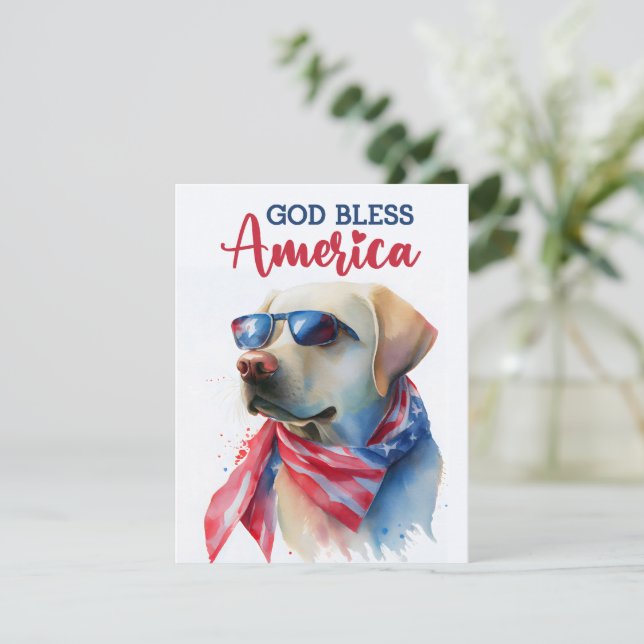 Patriotisk hund-labrador retriever 4 juli-kort julkort (Stående Fram)
