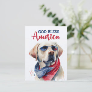 Patriotisk hund-labrador retriever 4 juli-kort julkort