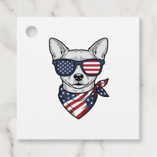 Patriotisk hund med flagg solglasögon Vintage Vect Gåvor Etiketter