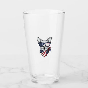 Patriotisk hund med flagg solglasögon Vintage Vect Glaskopp