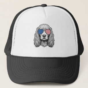 Patriotisk hund med flagg solglasögon Vintage Vect Keps