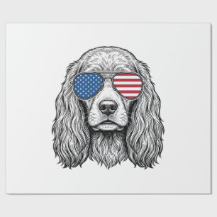 Patriotisk hund med flagg solglasögon Vintage Vect Presentpapper