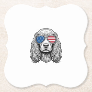 Patriotisk hund med flagg solglasögon Vintage Vect Underlägg Papper