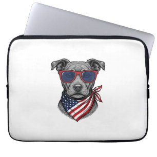 Patriotisk hund med solglasögon vintage skjortdesi laptop fodral