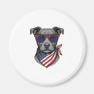Patriotisk hund med solglasögon Vintage T-Shirt De Magnet