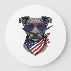 Patriotisk hund med solglasögon Vintage T-Shirt De Stor Klocka