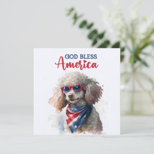 Patriotisk hund-poodle 4 juli-kort julkort