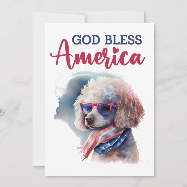 Patriotisk hund- Pudel 4 juli-kort Julkort (Framsida)