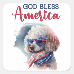 Patriotisk Hund-Pudel Fyrkantigt Klistermärke