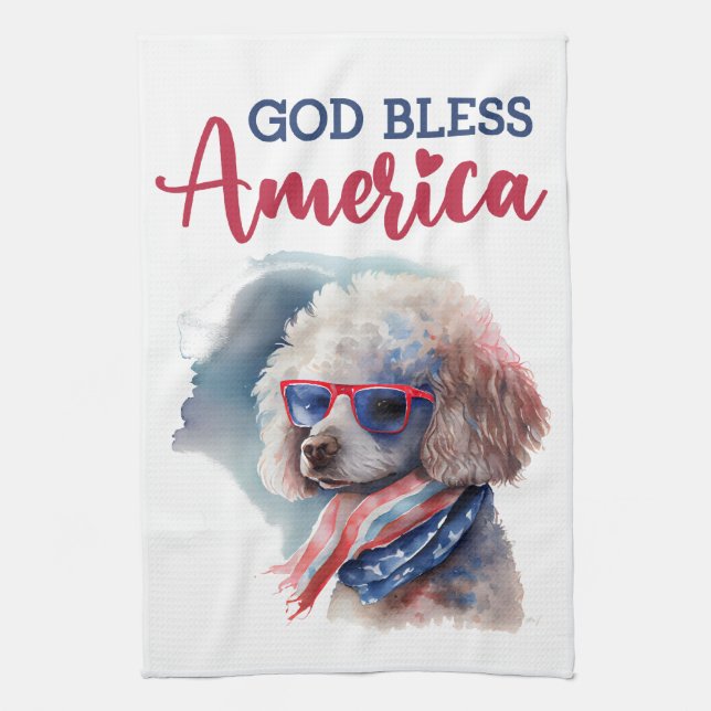 Patriotisk Hund-Pudel Kökshandduk (Vertikal)