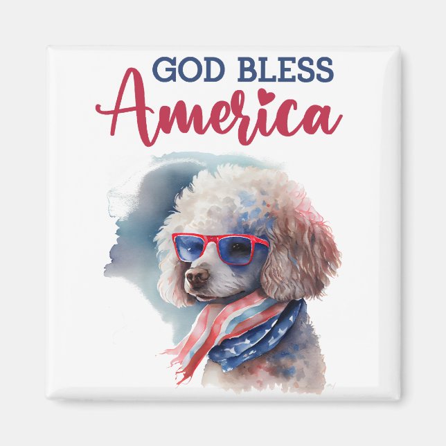 Patriotisk Hund-Pudel Magnet (Framsidan)