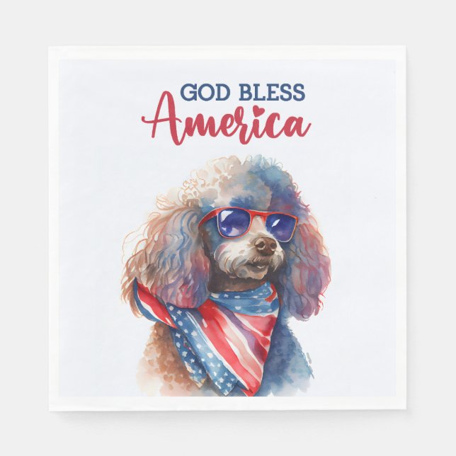 Patriotisk Hund-Pudel Pappersservett (Framsidan)