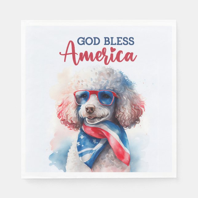 Patriotisk Hund-Pudel Pappersservett (Framsidan)