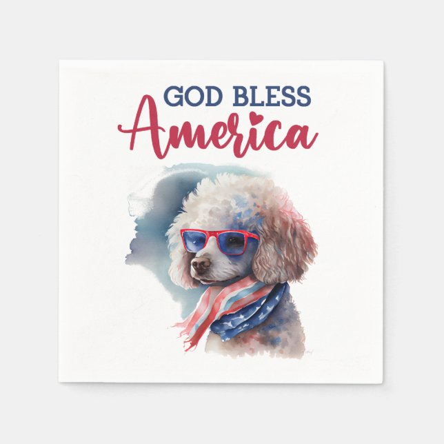 Patriotisk Hund-Pudel Pappersservett (Framsidan)