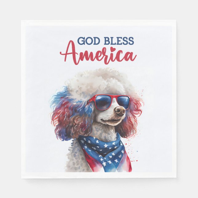 Patriotisk Hund-Pudel Pappersservett (Framsidan)