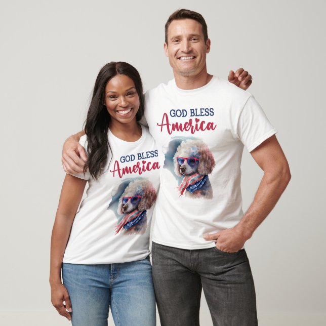 Patriotisk Hund-Pudel T Shirt (Unisex)