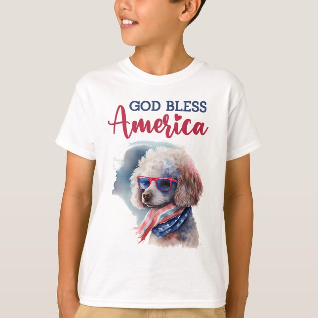 Patriotisk Hund-Pudel T Shirt (Framsida)