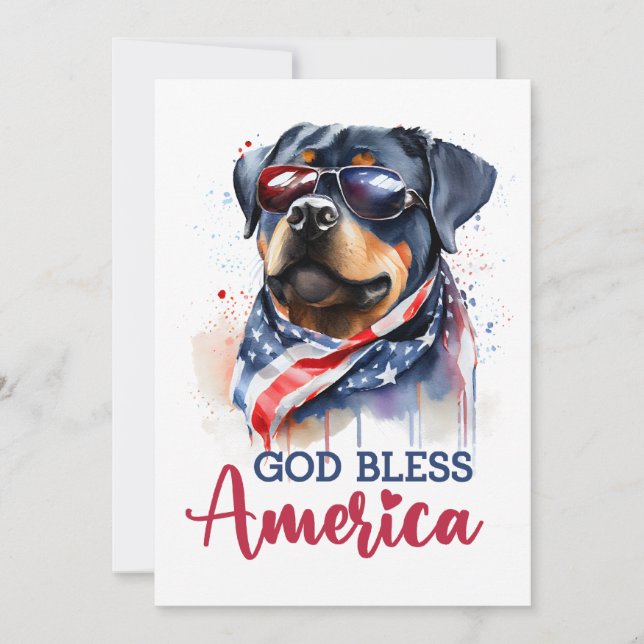 Patriotisk Hund-Rottweiler 4:e Juli-kort Julkort (Framsida)