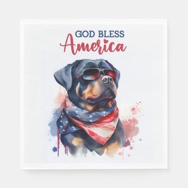 Patriotisk Hund-Rottweiler Pappersservett (Framsidan)