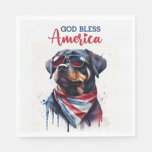 Patriotisk Hund-Rottweiler Pappersservett