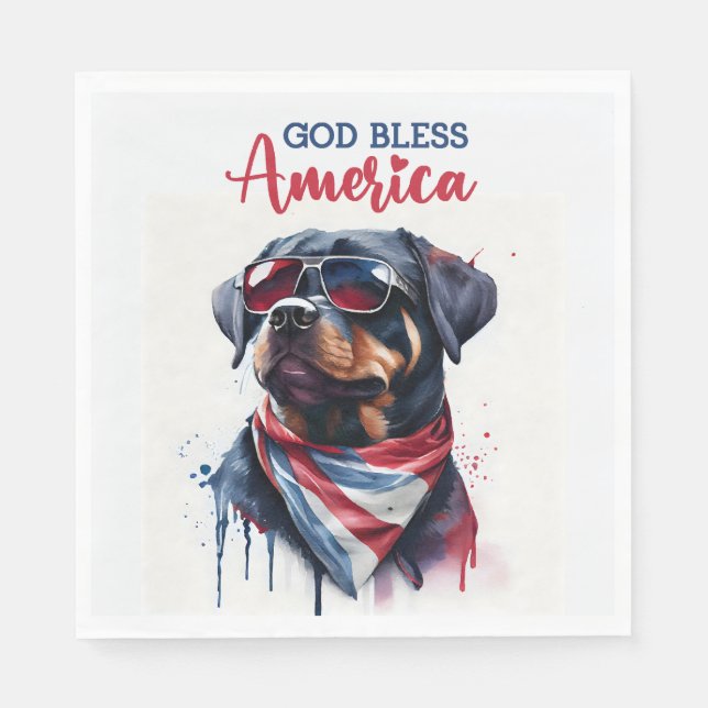 Patriotisk Hund-Rottweiler Pappersservett (Framsidan)