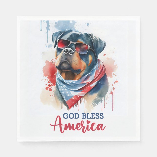 Patriotisk Hund-Rottweiler Pappersservett (Framsidan)