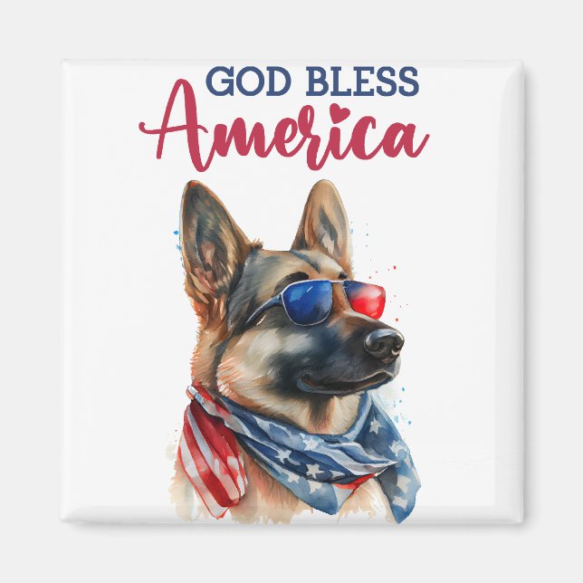 Patriotisk hund - Schäferhund Magnet (Framsidan)