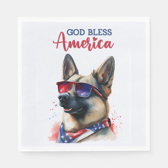 Patriotisk hund - Schäferhund Pappersservett (Framsidan)