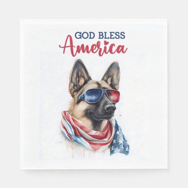 Patriotisk hund - Schäferhund Pappersservett (Framsidan)