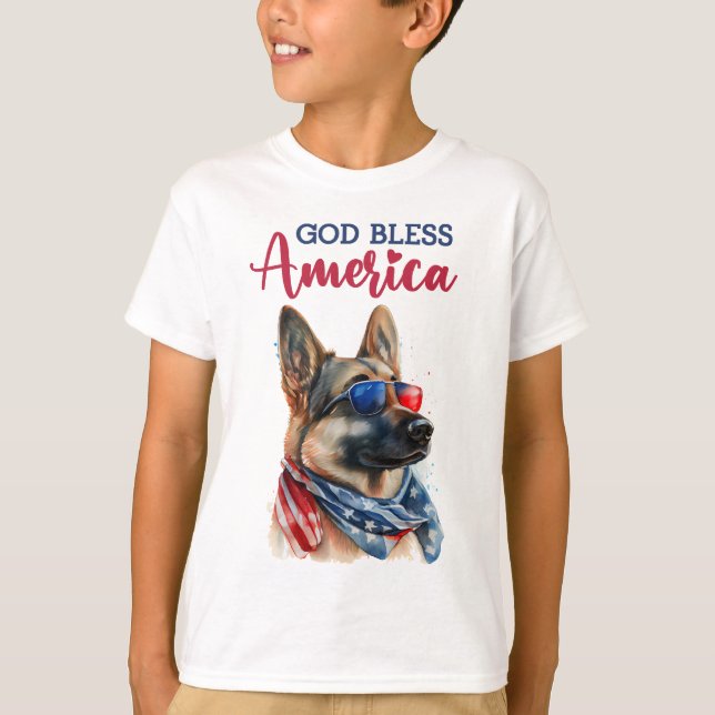 Patriotisk hund - Schäferhund T Shirt (Framsida)