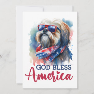 Patriotisk hund- Shih Tzu 4 juli-kort Julkort