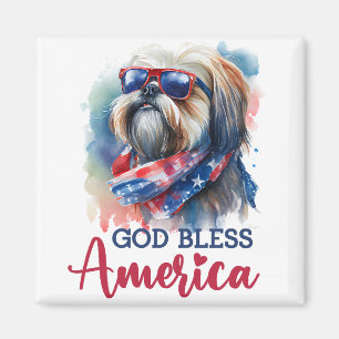 Patriotisk Hund-Shih tzu Magnet