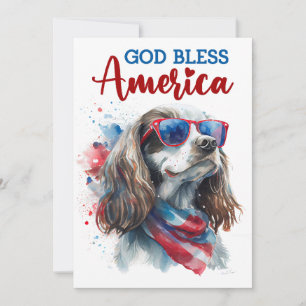 Patriotisk hund- Spaniel 4 juli-kort Julkort