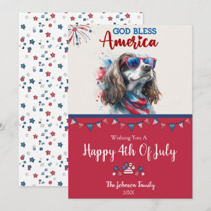 Patriotisk hund- Spaniel 4 juli-kort Kort