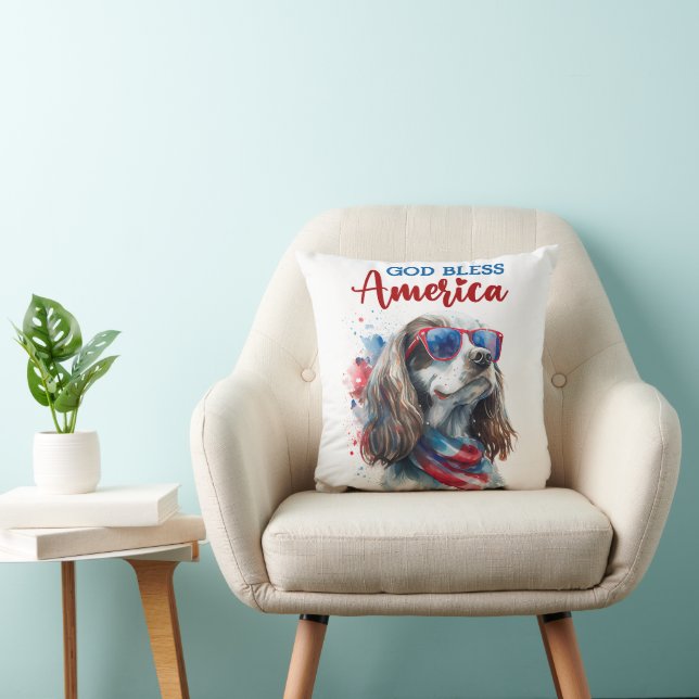 Patriotisk Hund-Spaniel Kudde (Stol)