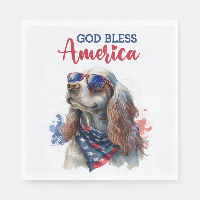 Patriotisk Hund-Spaniel Pappersservett (Framsidan)