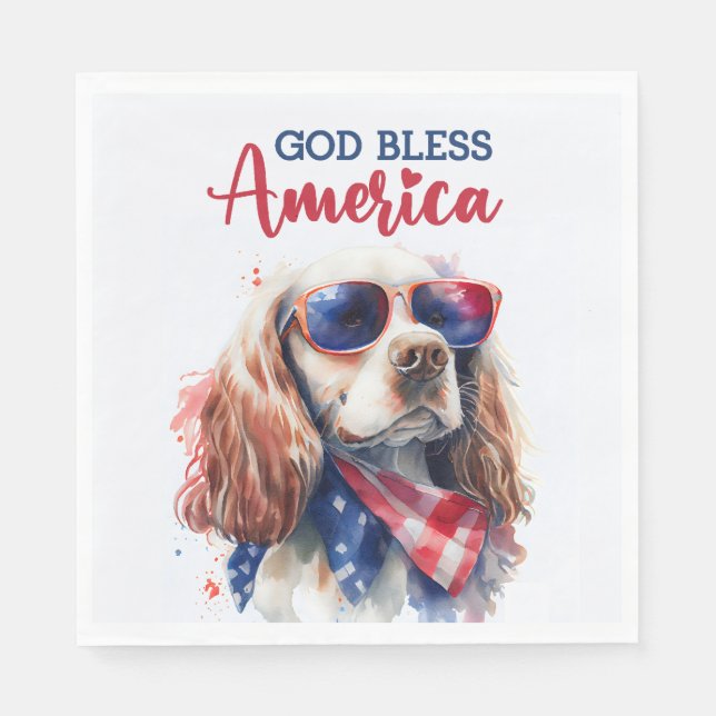 Patriotisk Hund-Spaniel Pappersservett (Framsidan)
