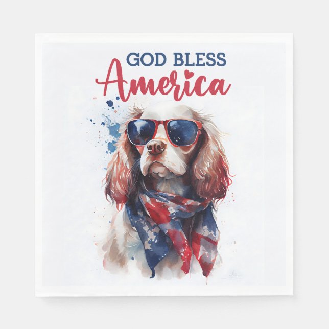 Patriotisk Hund-Spaniel Pappersservett (Framsidan)