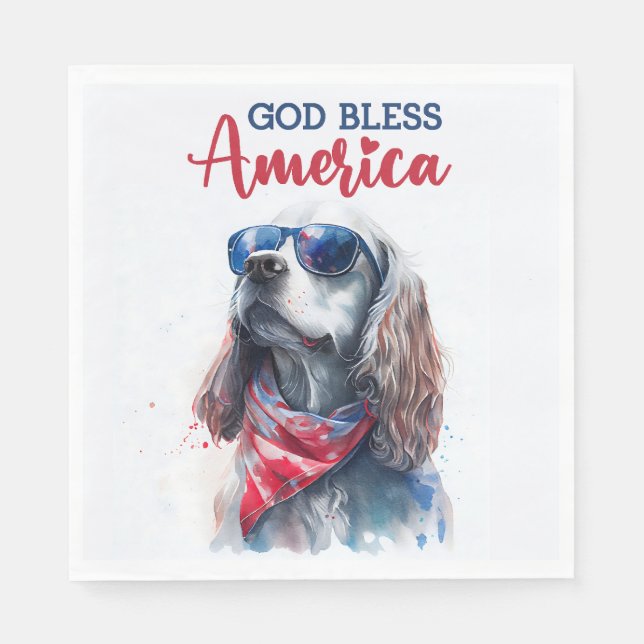 Patriotisk Hund-Spaniel Pappersservett (Framsidan)