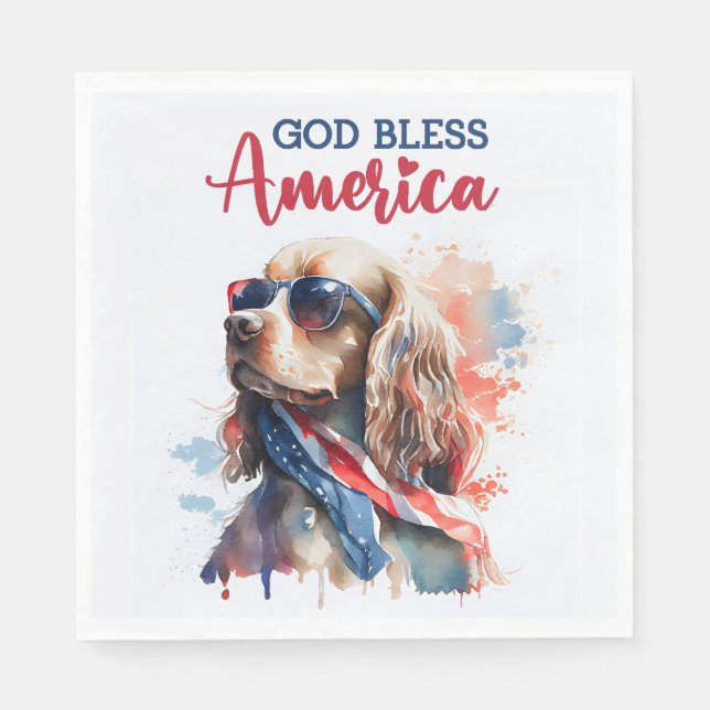 Patriotisk Hund-Spaniel Pappersservett (Framsidan)