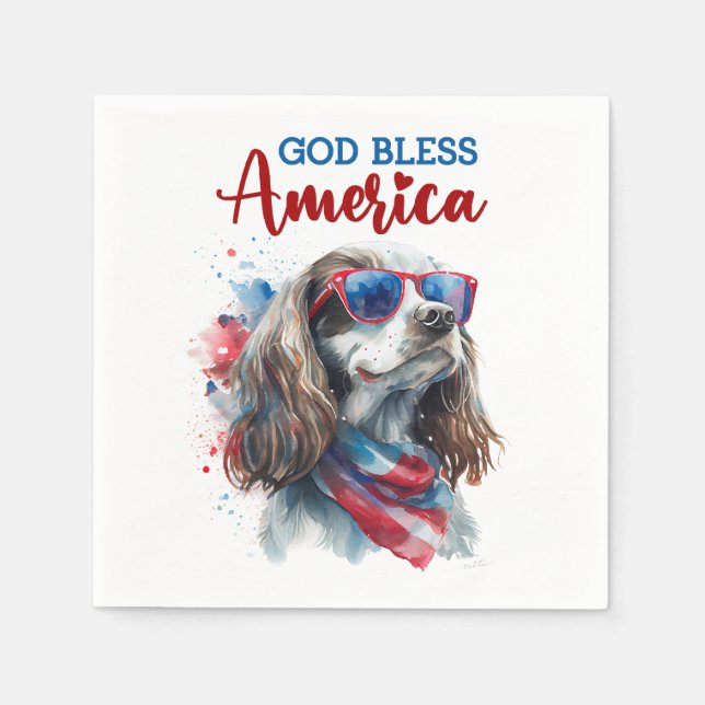 Patriotisk Hund-Spaniel Pappersservett (Framsidan)