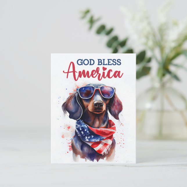 Patriotisk hund-Tax 4 juli-kort Julkort (Stående Fram)