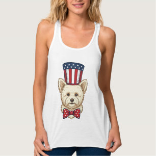 Patriotisk Hund Topphatt Vintage Vektor Design_1 Linne Med Racerback