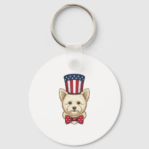 Patriotisk Hund Topphatt Vintage Vektor Design_1 Nyckelring