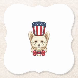 Patriotisk Hund Topphatt Vintage Vektor Design_1 Underlägg Papper