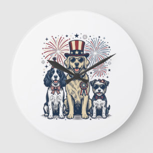 Patriotisk Hund Trio Vintage Gravyr T-Shirt Design Stor Klocka